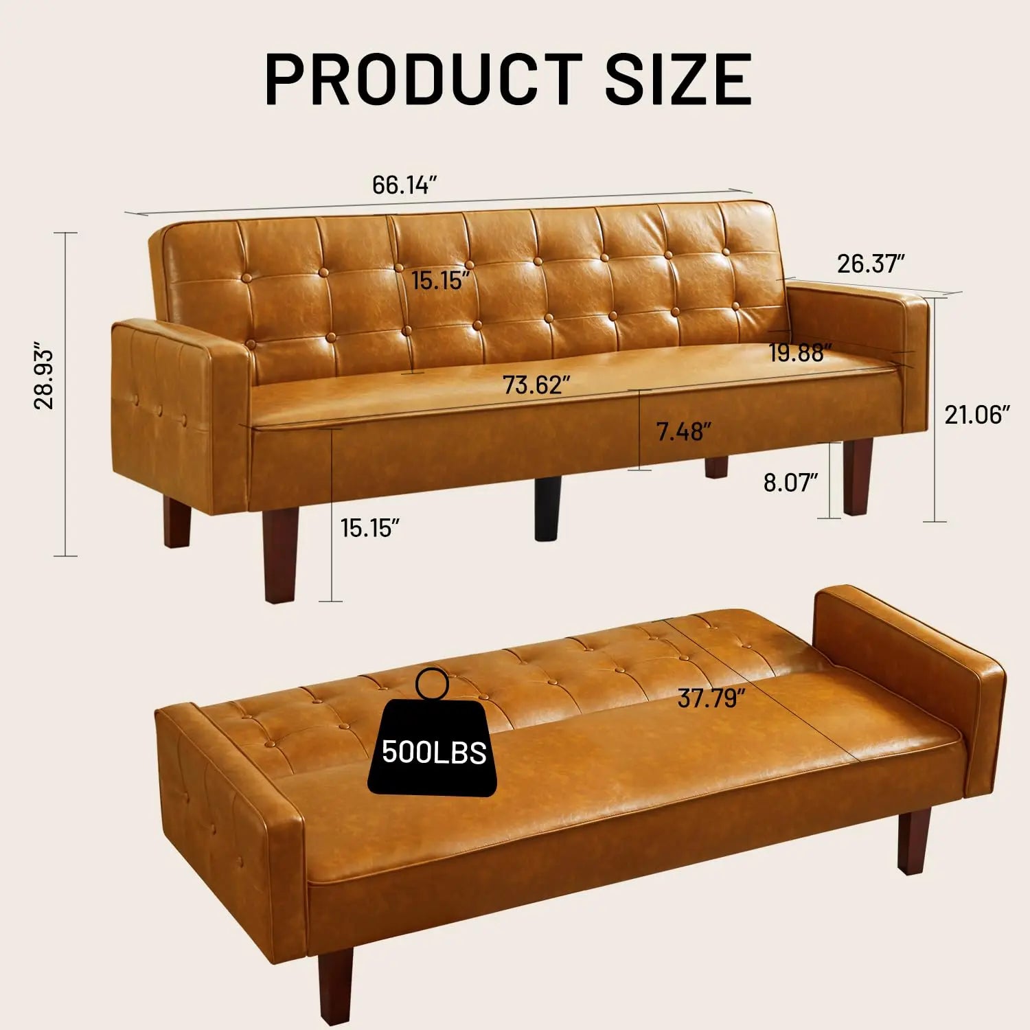 Faux Leather Sofa Bed
