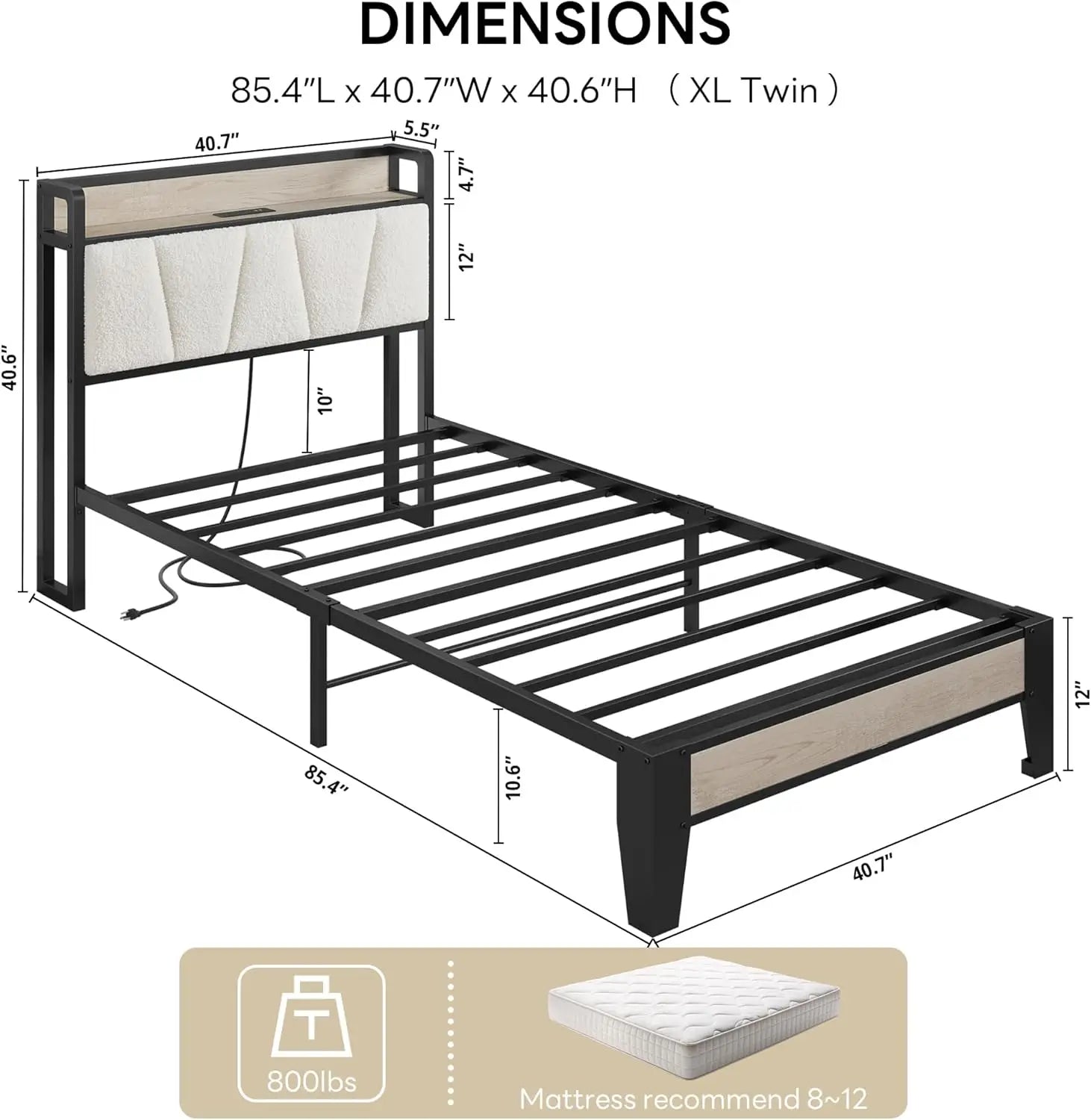 Bouclé Storage Bed