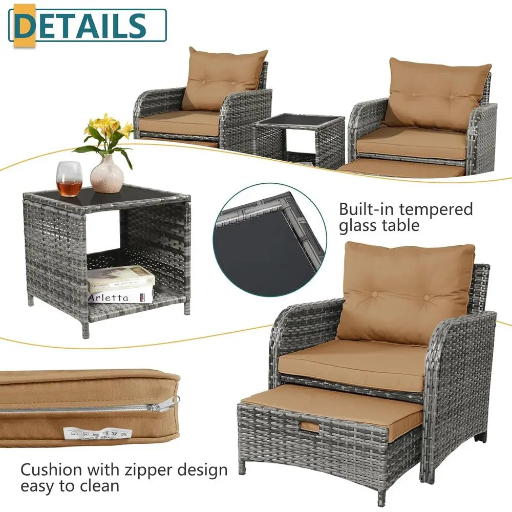 Outdoor Rattan Chair Set