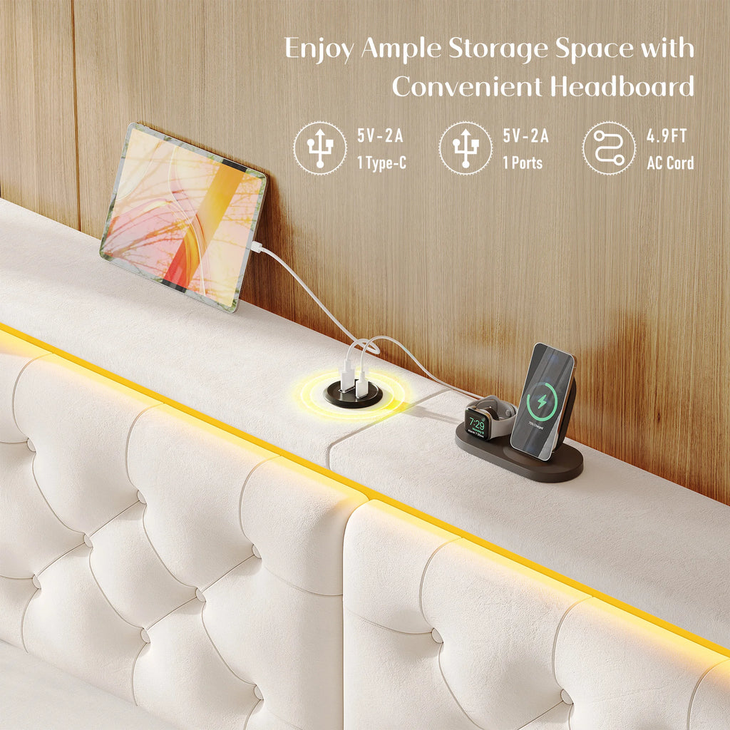 LED Storage Bed Frame