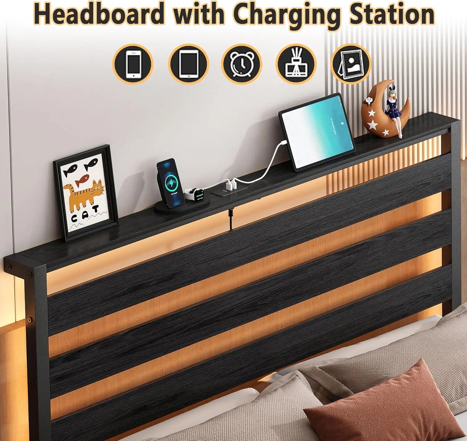 LED Metal Bed Frame