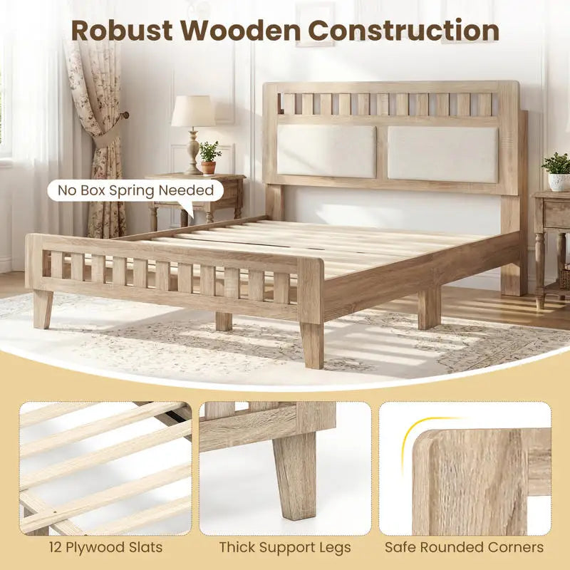 Mid-Century Wood Bed