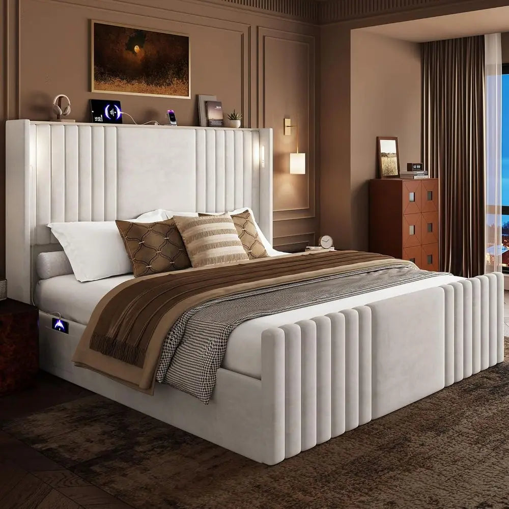Velvet Wingback Bed