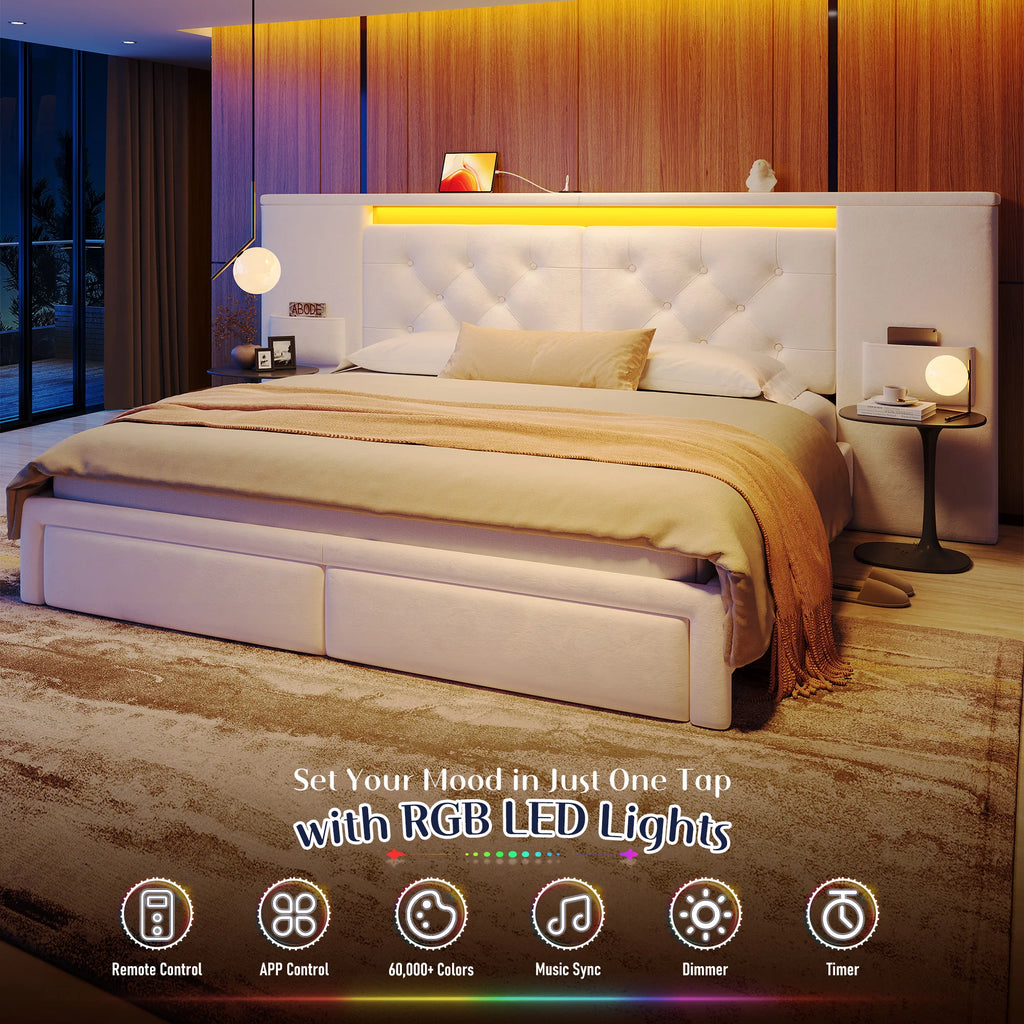 LED Storage Bed Frame