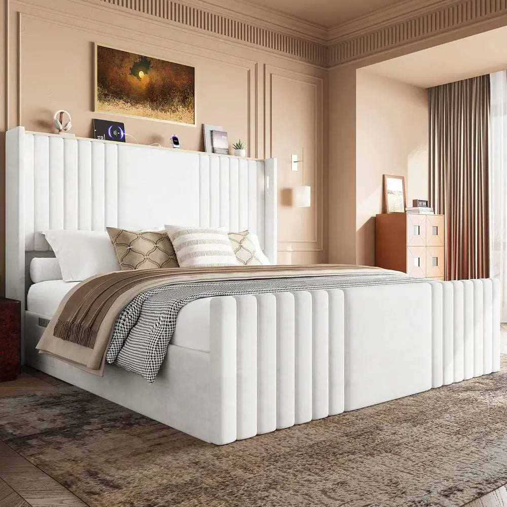 Velvet Wingback Bed