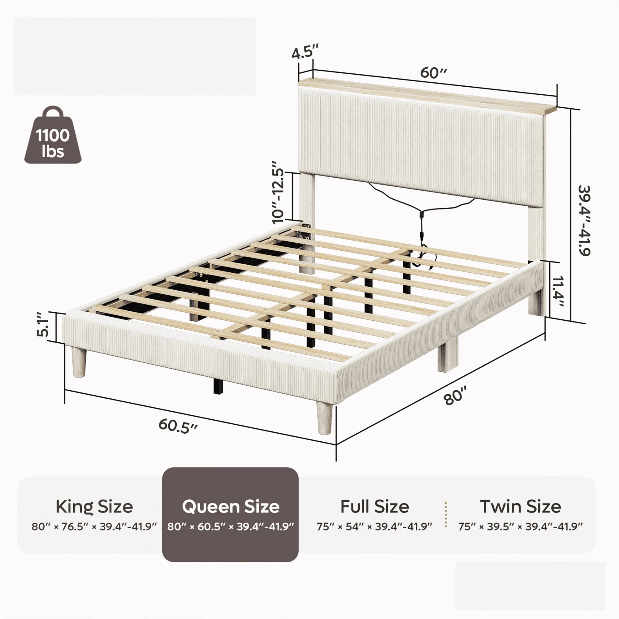 Corduroy Storage Bed