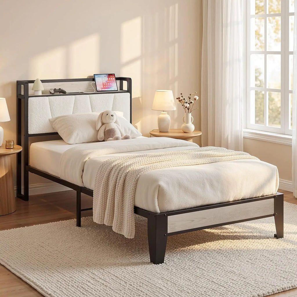Bouclé Storage Bed