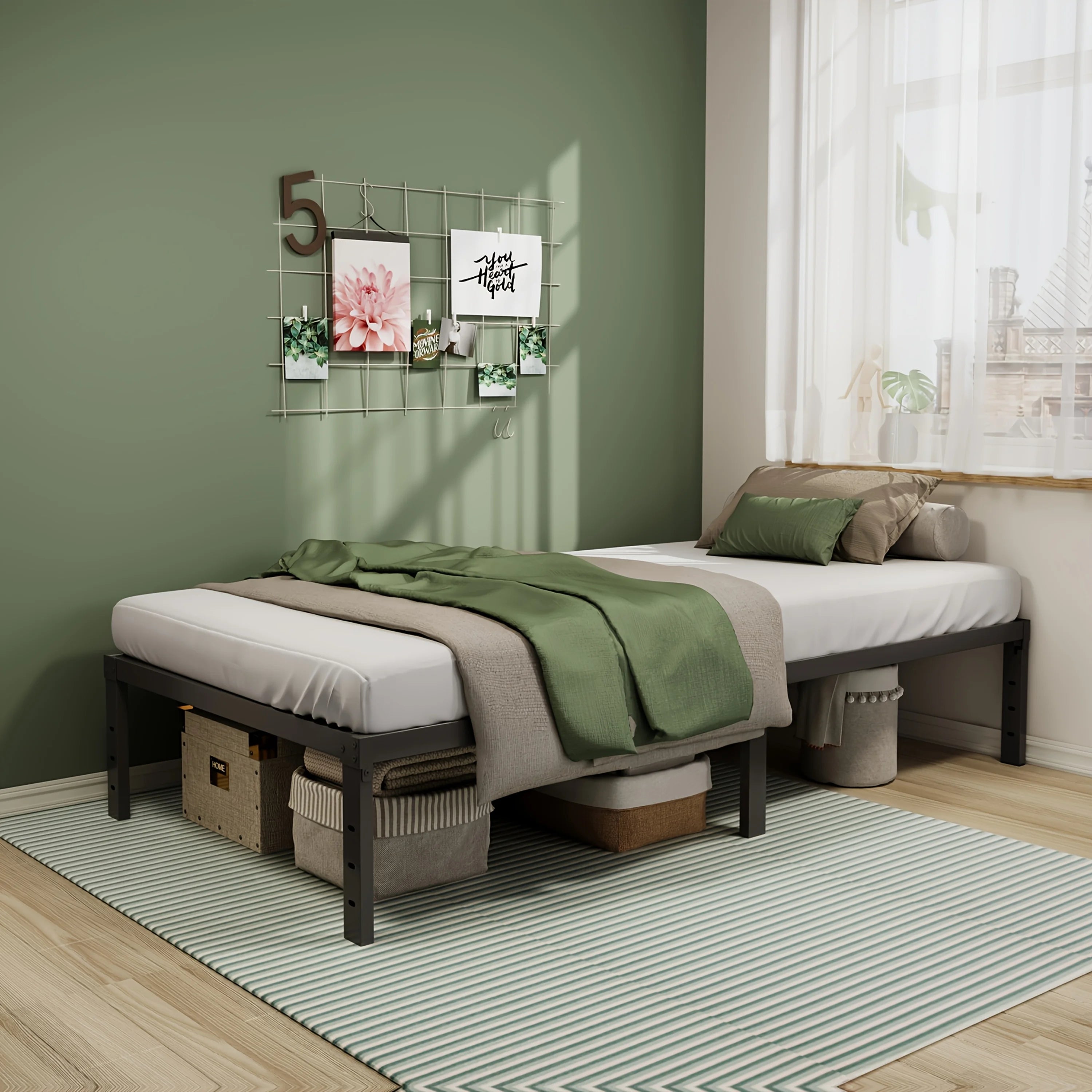 Heavy-Duty Metal Bed Frame