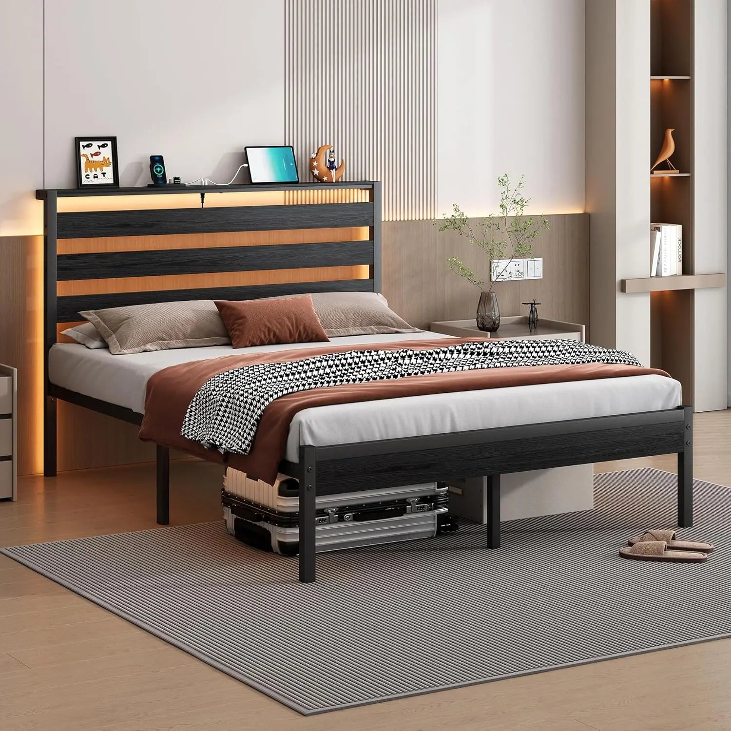 LED Metal Bed Frame