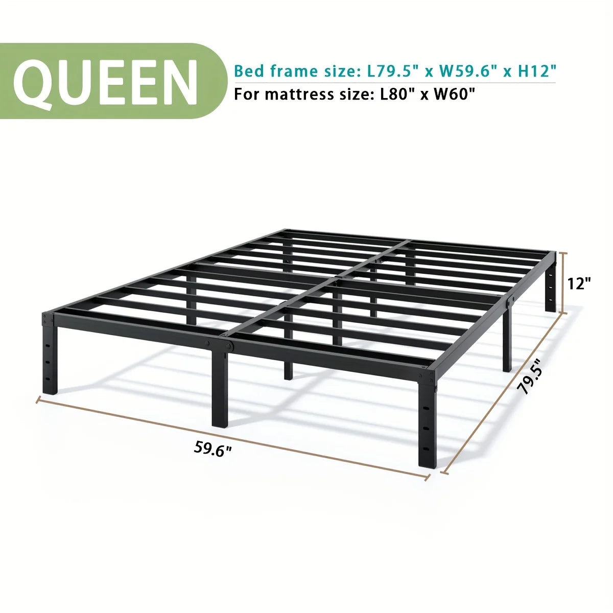 Heavy-Duty Metal Bed Frame