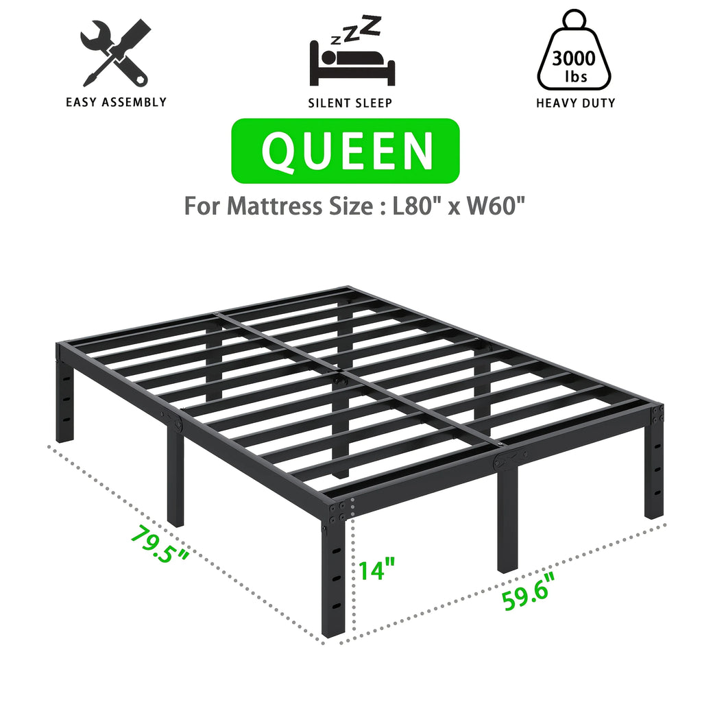 Heavy-Duty Metal Bed Frame