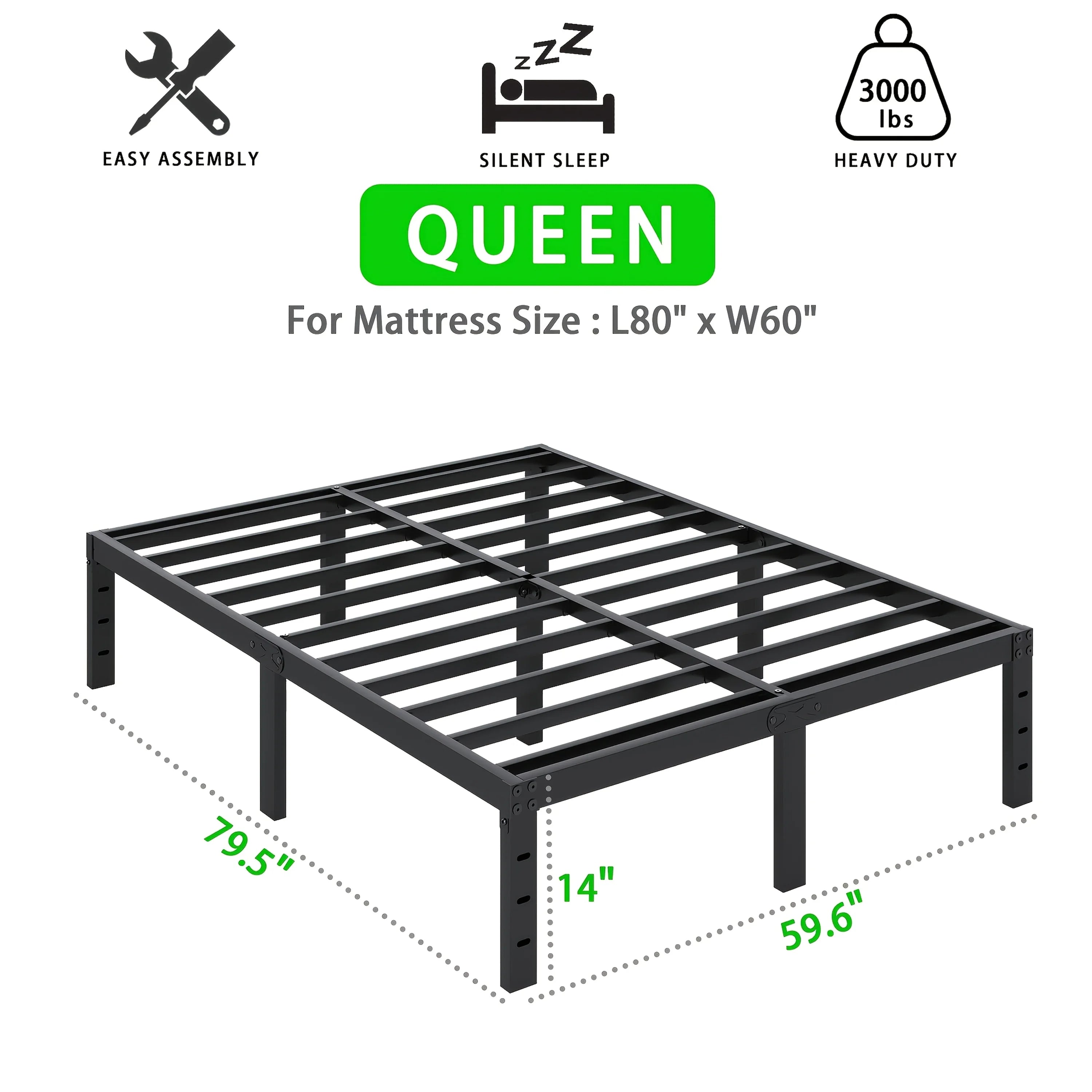 Heavy-Duty Metal Bed Frame